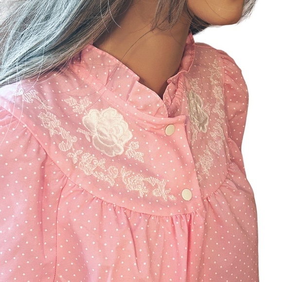 Vintage LAZY LIFE House Dress Robe Housecoat Ruffles Snaps Polka-Dot NWOT - Picture 4 of 16